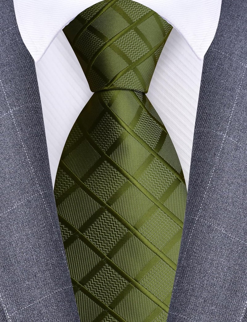 GUSLESON 3.15"(8cm) Fashion Solid Plaid Ties Mens Woven Jacquard Necktie for Wedding - Image 2
